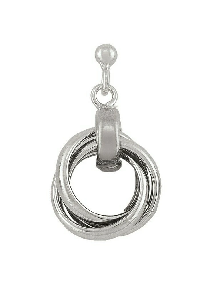 Sterling Silver Rhodium Plated Love Knot Drop Earring