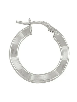 Sterling Silver Rhoidum Plated Fancy Hoop Earring