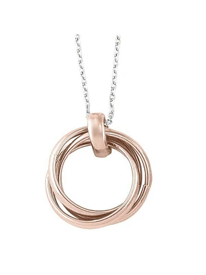 Sterling Silver Pink & Rhodium Plated Love Knot Necklace