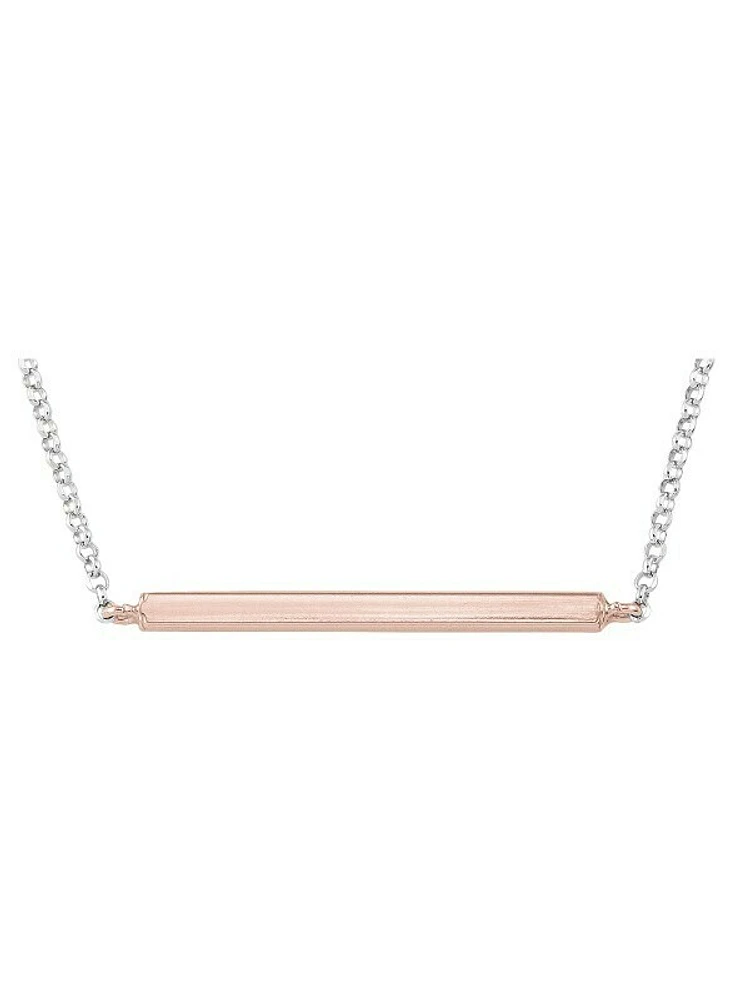 Sterling Silver Pink & Rhodium Palted Bar Necklace