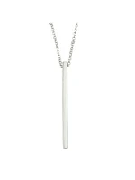 Sterling Silver Rhodium Plated Drop Bar Necklace