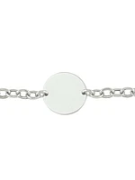 Sterling Silver Rhodium Plated Hollow Link Necklace With Disc