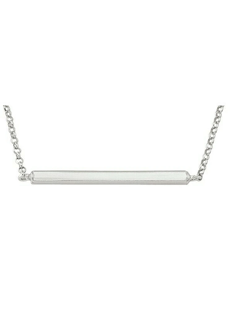 Sterling Silver Rhodium Palted Bar Necklace