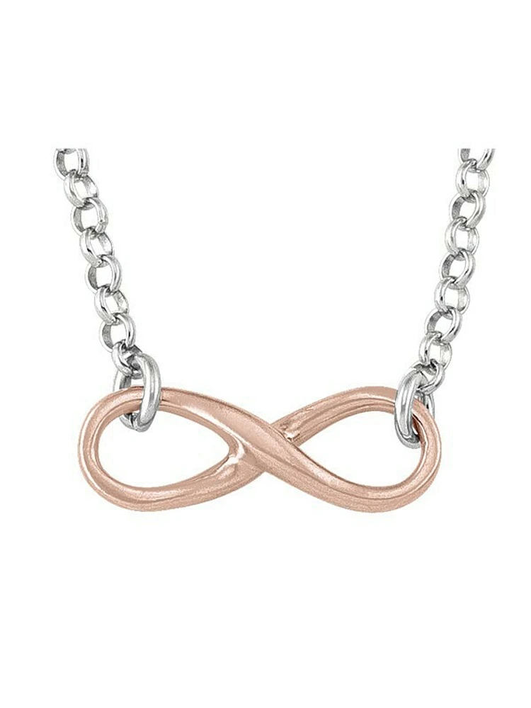 Sterling Silver Pink & Rhodium Plated Infinity Necklace