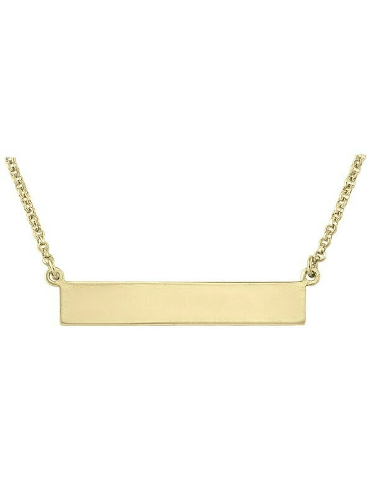 Sterling Silver Yellow Gold Plated Bar Necklace