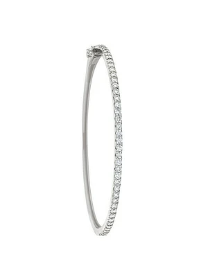 1 Row Hinged Diamond White Gold Bangle 14K Gold. SI/GH Diamonds