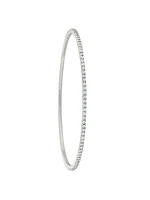 1 Row Slip On Full Eternity Diamond White Gold Bangle 14K Gold. SI/GH Diamonds