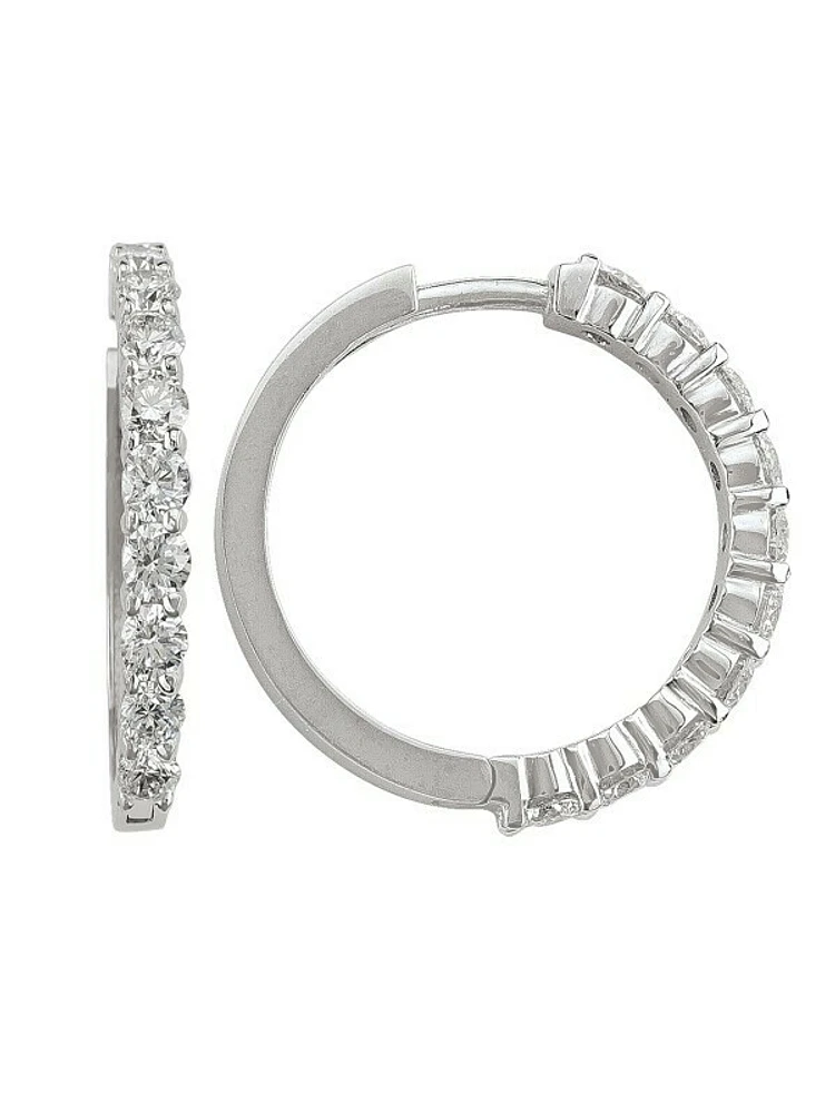 Diamond Round Huggie Earrings (23mm)