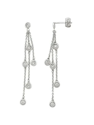 Diamond Bezel Drop Dangle Earrings With Twelve Diamond Bezels