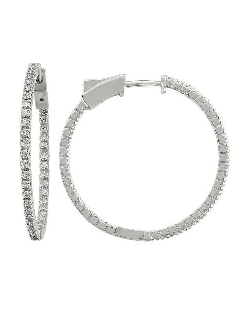 Diamond Inside Outside Round Hoop Earrings (29mm)