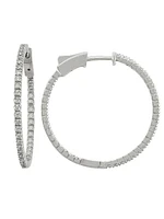 Diamond Inside Outside Round Hoop Earrings (29mm)