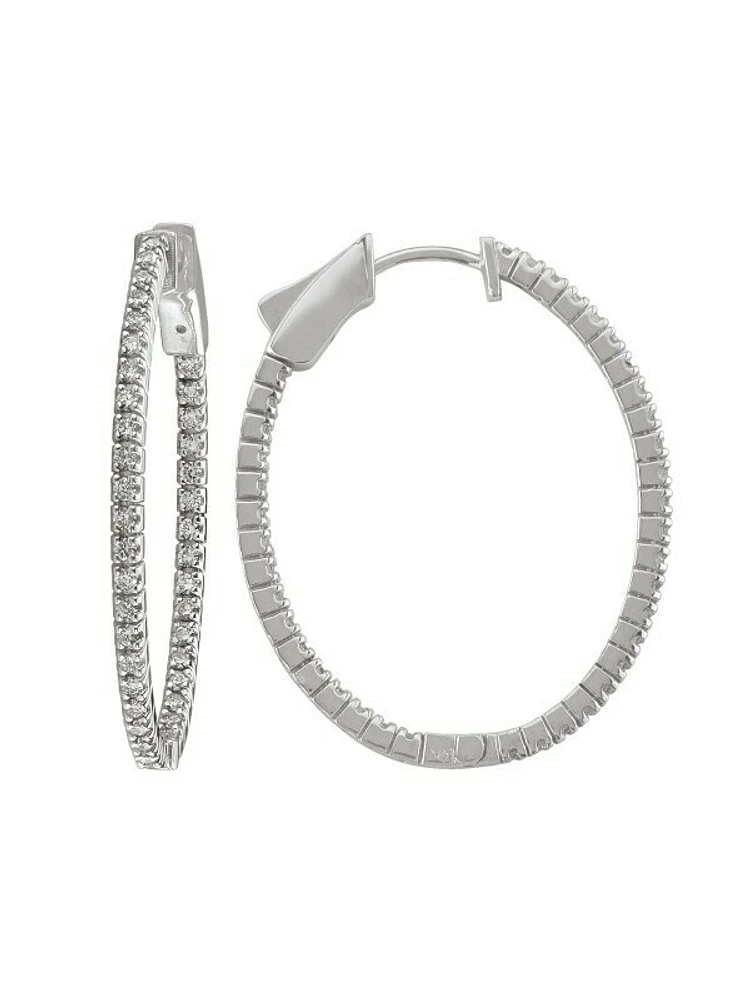 Diamond Inside-Outside Oval Hoop Earring (31mm X 25mm)