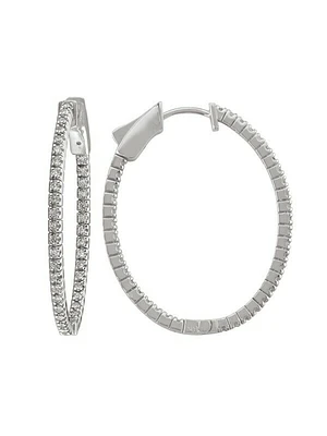 Diamond Inside-Outside Oval Hoop Earring (31mm X 25mm)