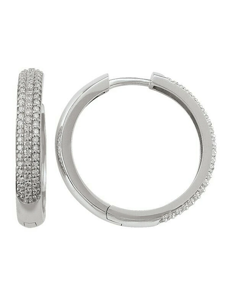 Diamond Round 3-Row Huggie Hoops (25mm)