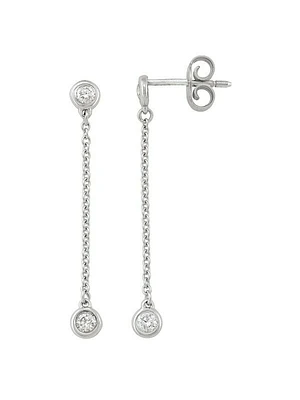 Diamond Bezel Drop Dangle Earrings With Four Diamond Bezels