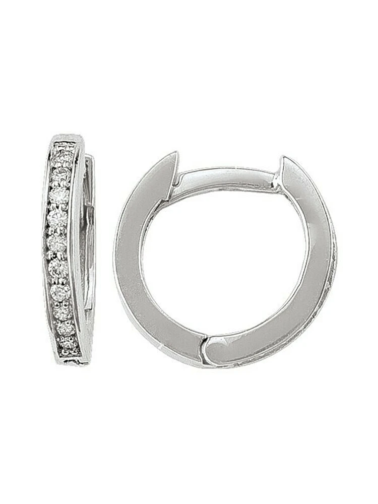 Diamond Round Huggie Hoops (11mm)