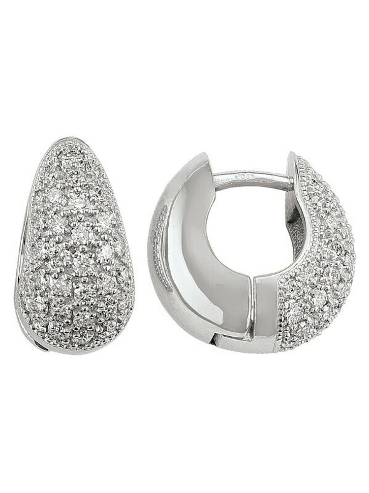 Diamond Tapering Round Huggie Earring (15mm X 15mm)