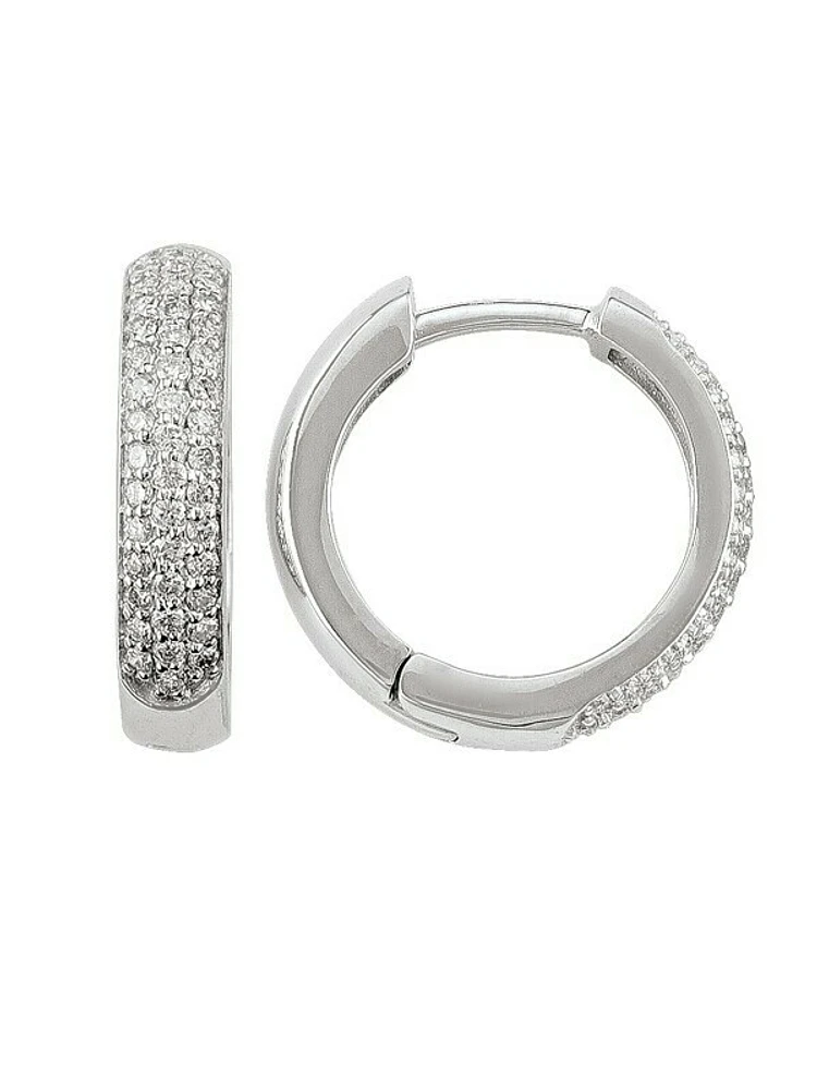 Diamond Round 3-Row Huggie Hoops (17mm)