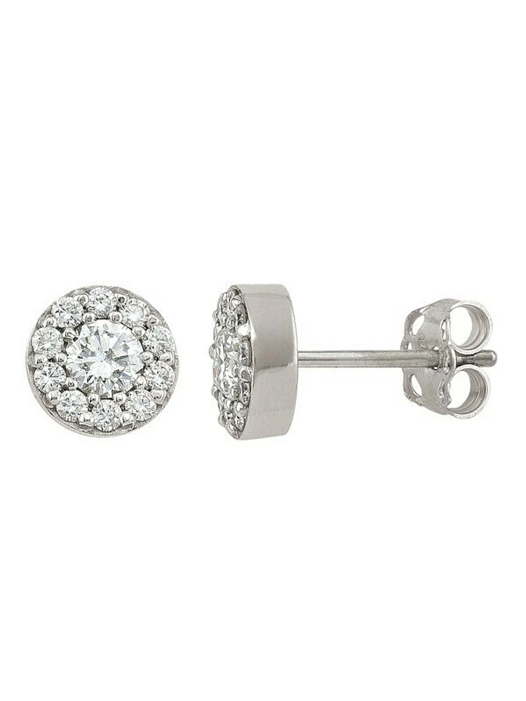 White Gold Diamond Halo Earring 0.50 & 1.00 CTW