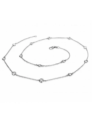 White Gold Diamond Thirteen Bezel Station Necklace 18" (0.50 Ctw). 14K White Gold. I1/GH Diamonds 14KT