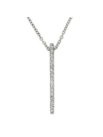 White Gold Diamond Vertical Bar Necklace With Solid 18" Cable Chain 14KT