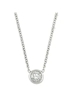 White Gold Single Bezel Diamond Pendant 18" ( Ctw