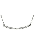 White Gold Diamond Curved Bar Necklace With Solid 18" Cable Chain