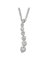 White Gold Diamond Journey Necklace With Solid 18" Cable Chain 14KT