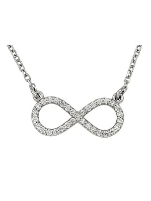 White Gold Diamond Infinity Necklace With Solid 18" Cable Chain 14KT