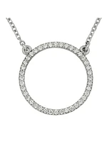 White Gold Diamond Circle Necklace With Solid 18" Cable Chain