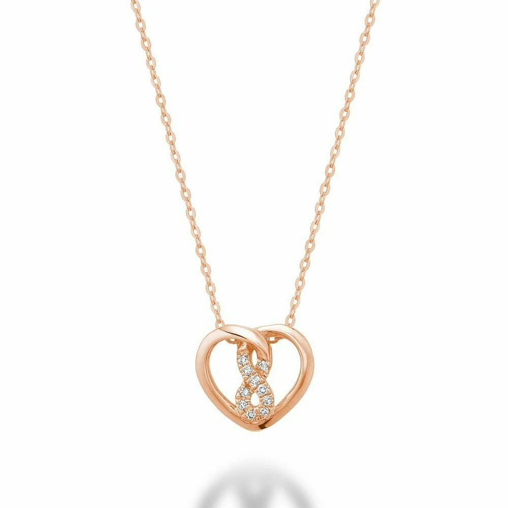 Diamond Intertwined Infinity Center Hearts 10KT Rose Gold