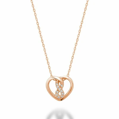 Diamond Intertwined Infinity Center Hearts 10KT Rose Gold