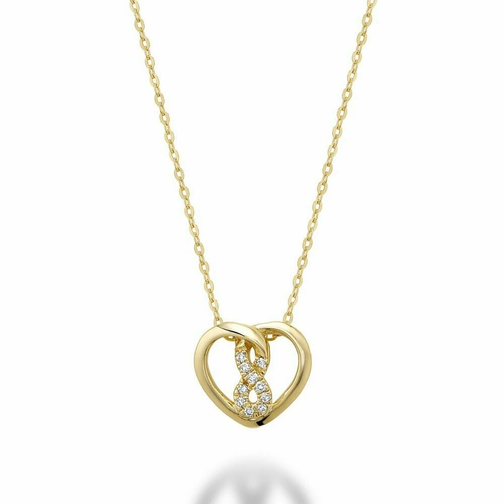 Diamond Intertwined Infinity Center Hearts 10KT Gold