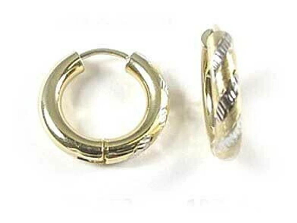 10K Yellow & White Gold Shimmer Hug Huggy Earrings