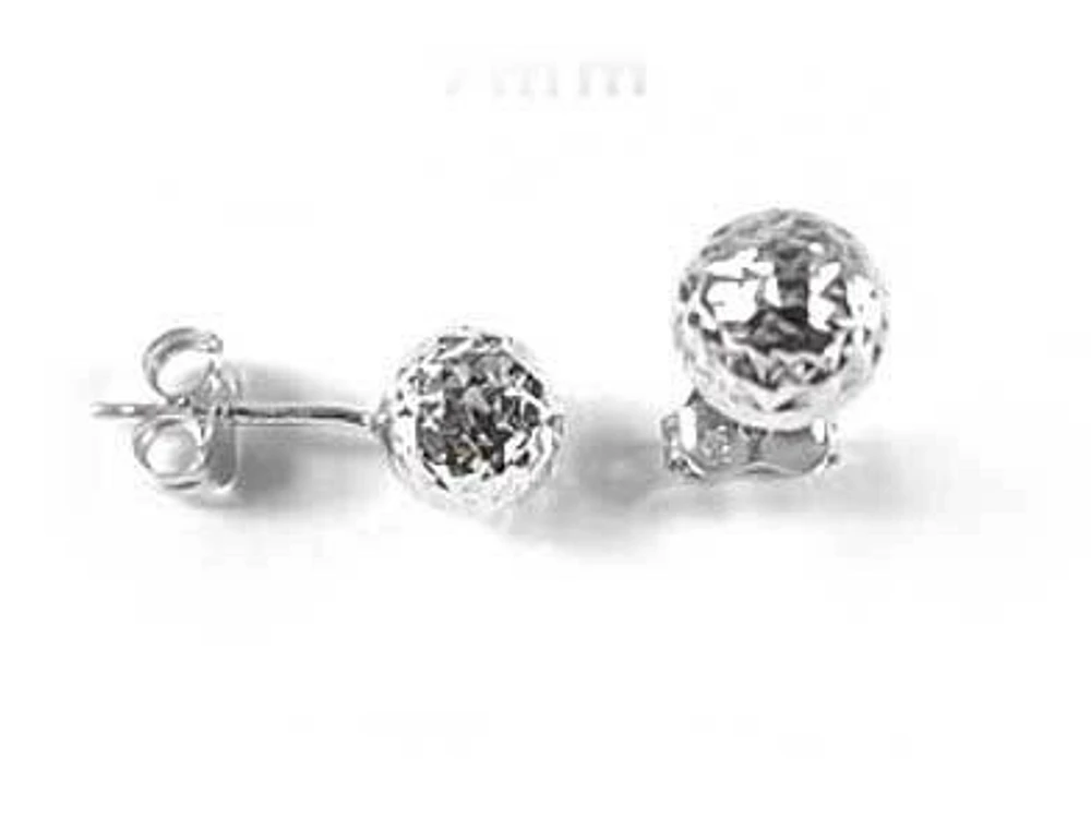 10K Gold 7MM Shimmer Ball Stud Earrings