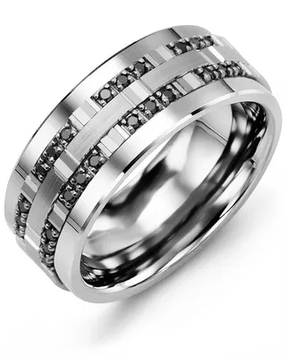 MBZ MOD - Men's Outer Trio Black Diamonds Wedding Ring