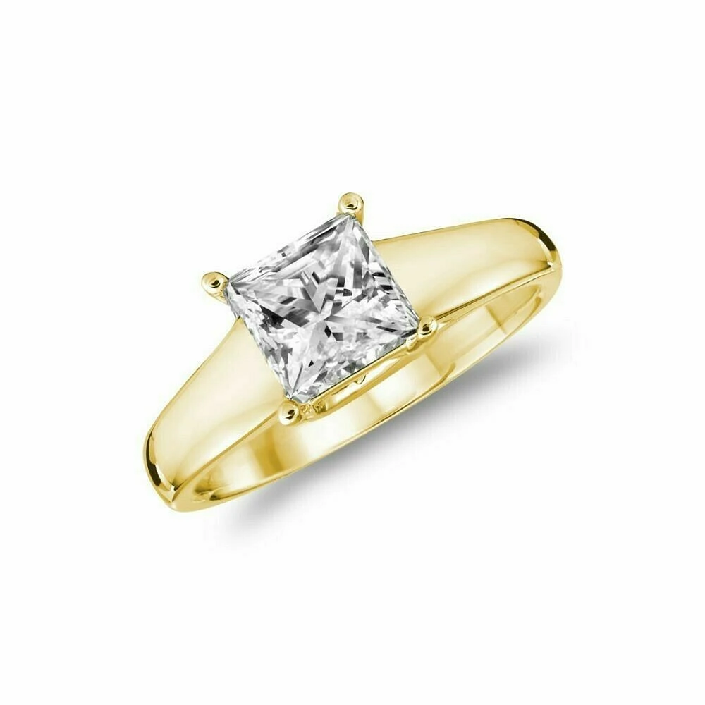 Diamond Solitaire Princess Cut Engagement Ring 14KT Gold 0.15 carat