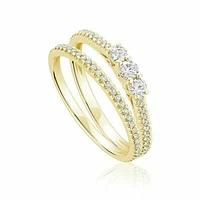 Three Stone Diamond Engagement Ring Set 10KT Gold 0.25 carat