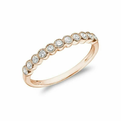 Diamond Milgrain Semi Eternity Band 14KT Rose Gold 0.25 carat TDW - 1.00 CT TDW