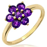 Floral Amethyst Cluster Ring 14KT Gold