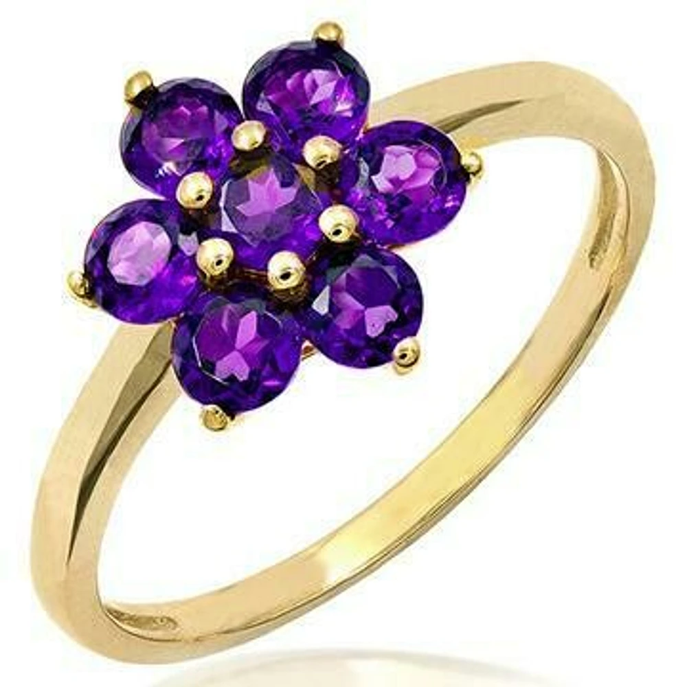 Floral Amethyst Cluster Ring 14KT Gold