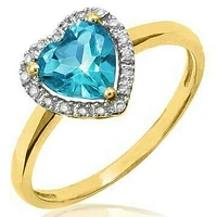 Heart Topaz Ring with Diamond Halo 14KT Gold