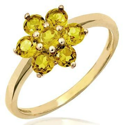 Floral Citrine Cluster Ring 14KT Gold