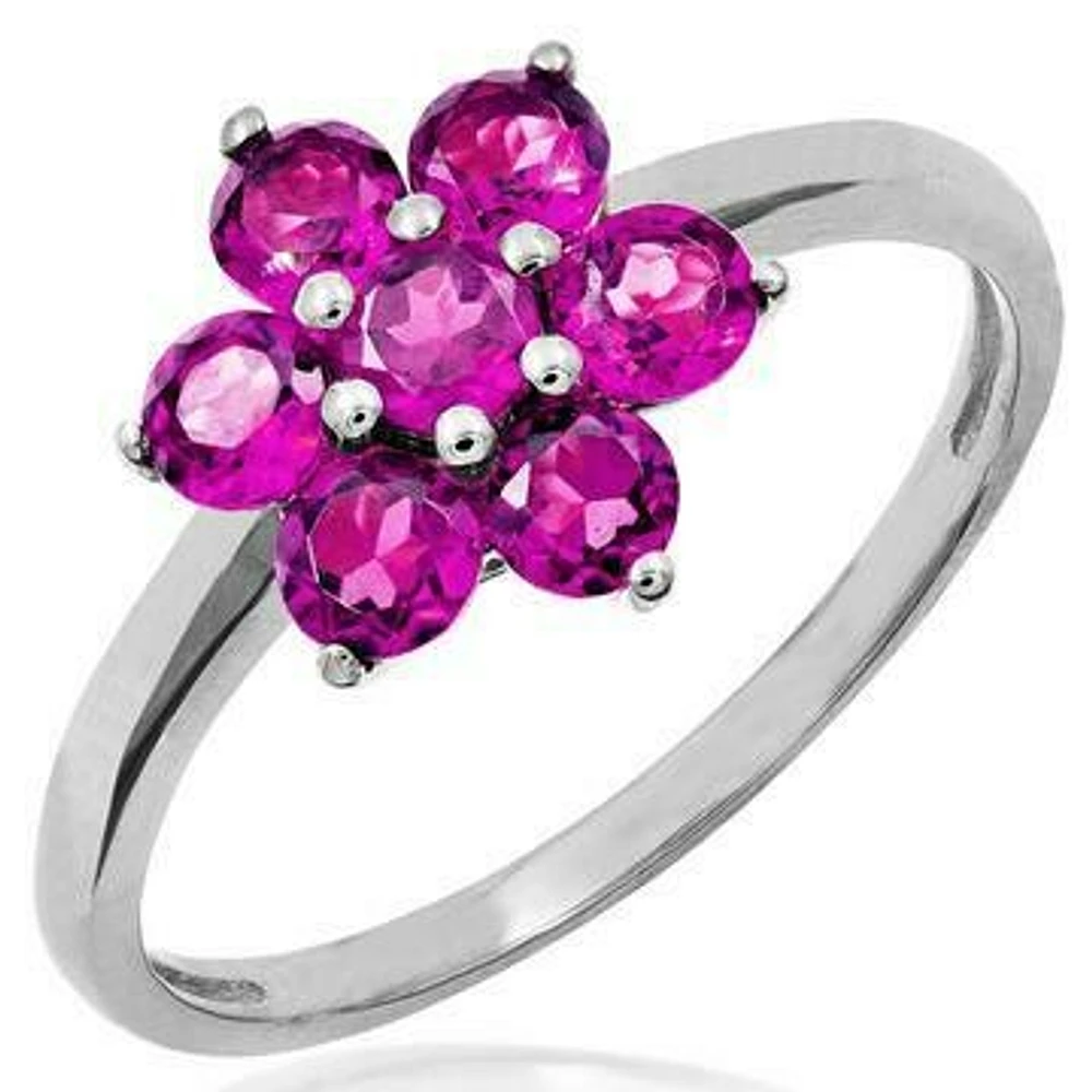Floral Pink Topaz Cluster Ring 14KT Gold