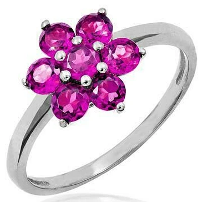 Floral Pink Topaz Cluster Ring 14KT Gold