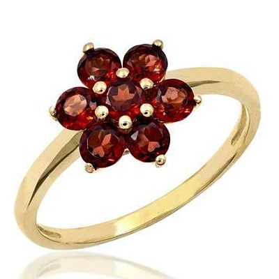 Floral Garnet Cluster Ring 14KT Gold