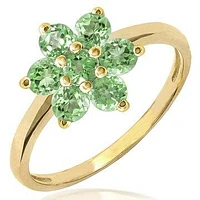 Floral Peridot Cluster Ring 14KT Gold