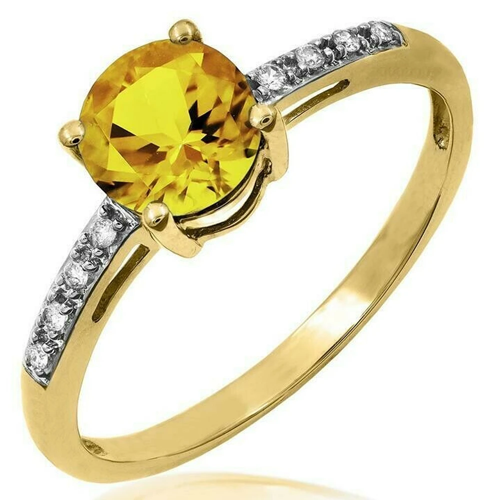 Citrine Ring with Diamond Accent 14KT Gold