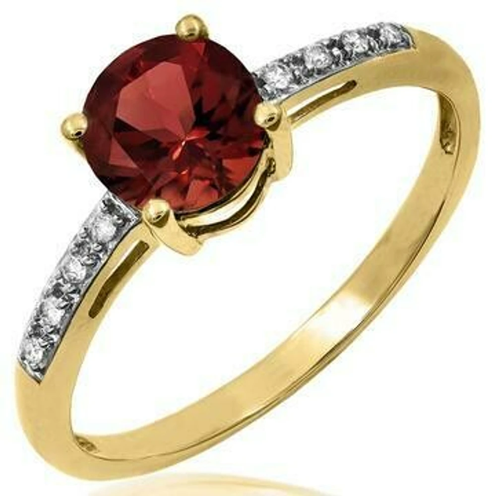 Garnet Ring with Diamond Accent 14KT Gold