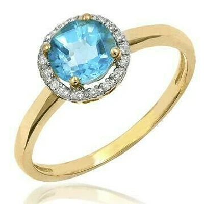 Topaz Ring with Diamond Halo 14KT Gold